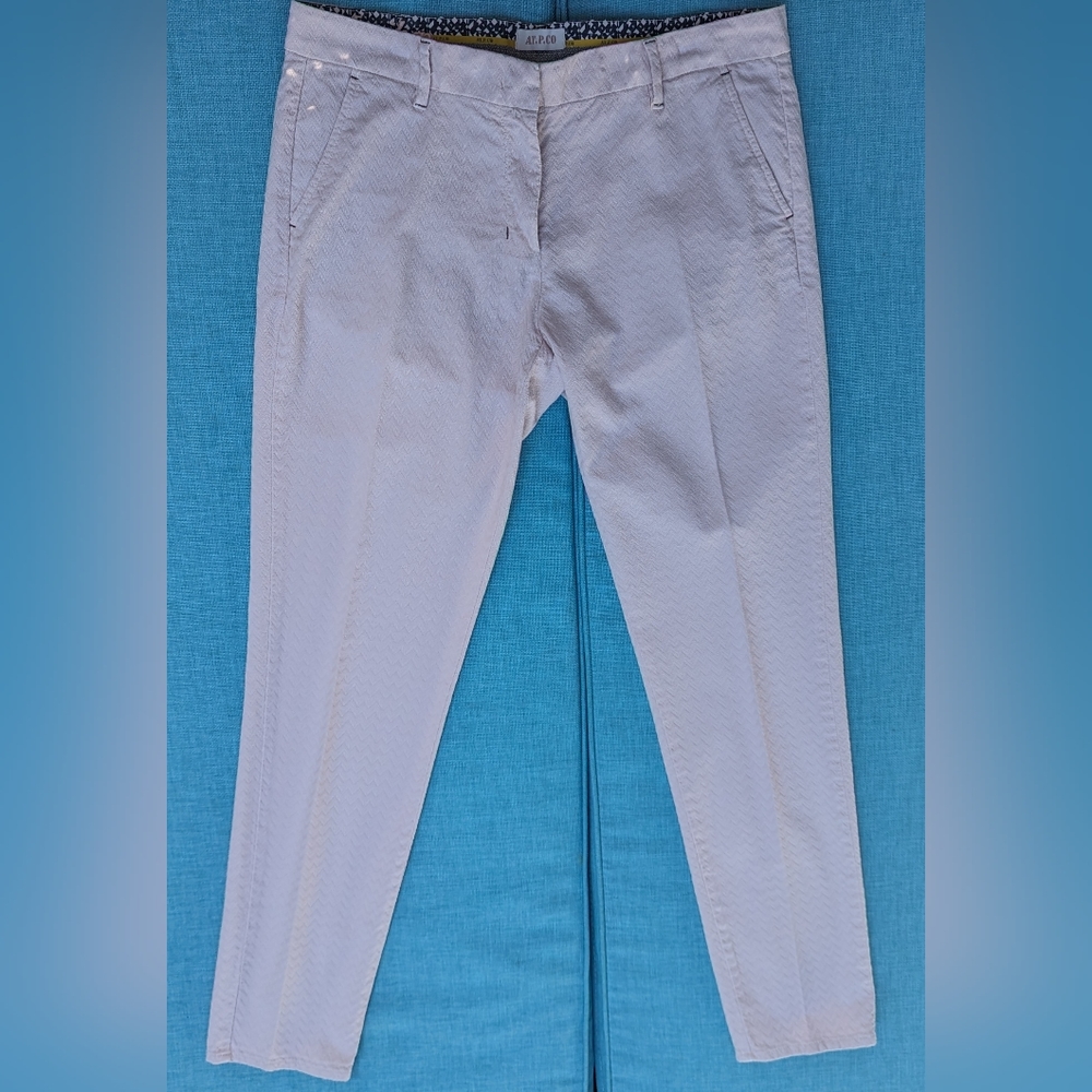 Women's Size 46 Ankle Cropped Cream Textured Pattern AT.P.CO Pants